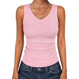 image:imageANRABESS Tank Tops for Women V Neck Summer Sleeveless Ribbed KnitPink