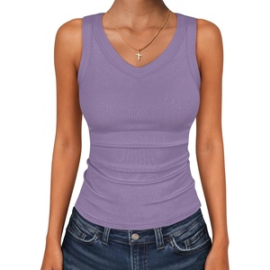image:imageANRABESS Tank Tops for Women V Neck Summer Sleeveless Ribbed KnitPurple
