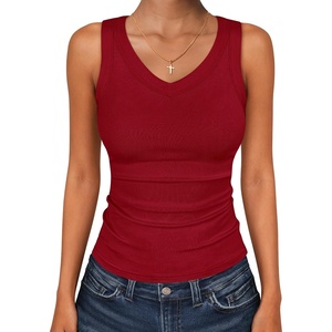 image:imageANRABESS Tank Tops for Women V Neck Summer Sleeveless Ribbed KnitRed