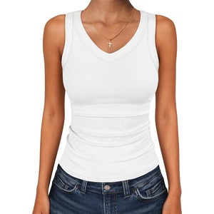 image:imageANRABESS Tank Tops for Women V Neck Summer Sleeveless Ribbed KnitWhite