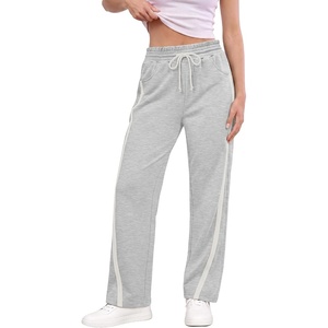 image:imageANRABESS Track Pant for Women Straight Leg Sweatpants Joggers Striped PantsLight Grey