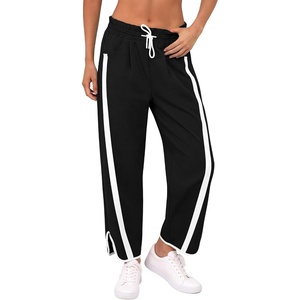 image:imageANRABESS Track Pants for Women Wide Leg Striped PantsBlack
