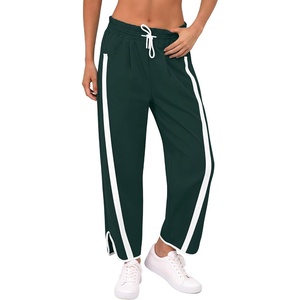image:imageANRABESS Track Pants for Women Wide Leg Striped PantsDeep Green