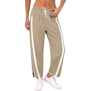 image:imageANRABESS Track Pants for Women Wide Leg Striped PantsKhaki