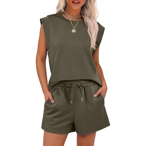 image:imageANRABESS Two Piece Sets for Women 2026 Summer Short Lounge SetBrown Army Green