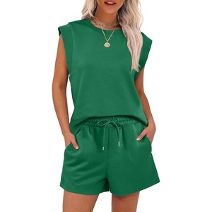 image:imageANRABESS Two Piece Sets for Women 2026 Summer Short Lounge SetDeep Green
