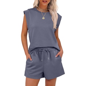 image:imageANRABESS Two Piece Sets for Women 2026 Summer Short Lounge SetDeep Grey