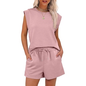 image:imageANRABESS Two Piece Sets for Women 2026 Summer Short Lounge SetLight Grey