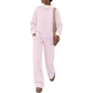 image:imageANRABESS Two Piece Sets for Women Striped Lounge SetPink White Stripe