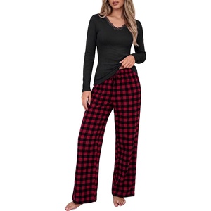 image:imageANRABESS Women 2 Piece Lounge Pajamas Sets 2026 Fall OutfitsRed Plaid