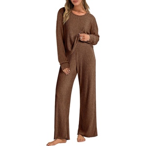 image:imageANRABESS Women 2 Piece Lounge Pajamas Sets Casual Fall OutfitsBrown