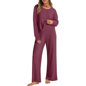 image:imageANRABESS Women 2 Piece Lounge Pajamas Sets Casual Fall OutfitsDark Red