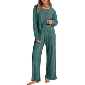image:imageANRABESS Women 2 Piece Lounge Pajamas Sets Casual Fall OutfitsGreen