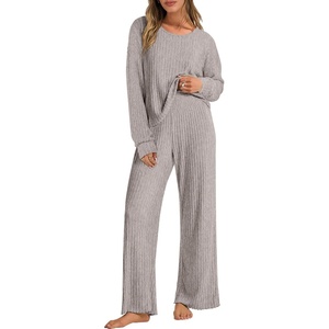 image:imageANRABESS Women 2 Piece Lounge Pajamas Sets Casual Fall OutfitsGrey Khaki