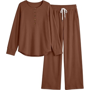 image:imageANRABESS Women 2 Piece Outfits Lightweight Fleece Fall Matching Lounge SetsCaramel