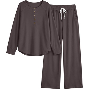 image:imageANRABESS Women 2 Piece Outfits Lightweight Fleece Fall Matching Lounge SetsCoffee