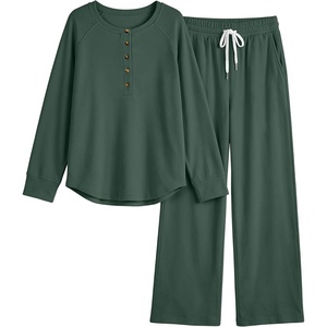 image:imageANRABESS Women 2 Piece Outfits Lightweight Fleece Fall Matching Lounge SetsDeep Green