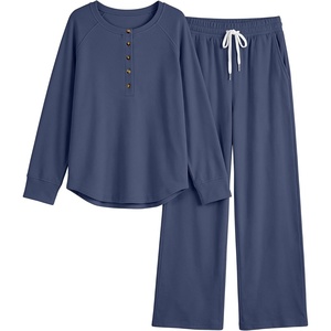 image:imageANRABESS Women 2 Piece Outfits Lightweight Fleece Fall Matching Lounge SetsNavy Blue