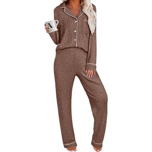 image:imageANRABESS Women 2 Piece Pajama Lounge Sets 2026 Fall OutfitsBrown