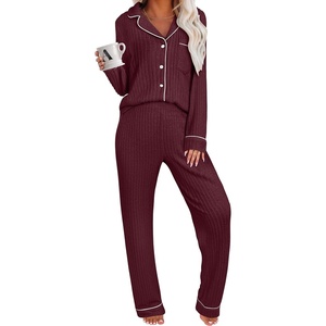 image:imageANRABESS Women 2 Piece Pajama Lounge Sets 2026 Fall OutfitsDeep Red