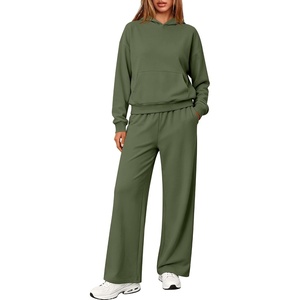 image:imageANRABESS Women Lightweight Fleece 2 Piece Lounge Matching Sweatsuits SetsArmy Green