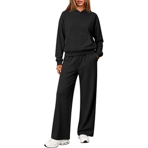 image:imageANRABESS Women Lightweight Fleece 2 Piece Lounge Matching Sweatsuits SetsBlack