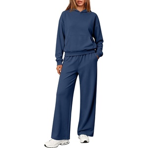 image:imageANRABESS Women Lightweight Fleece 2 Piece Lounge Matching Sweatsuits SetsNavy Blue