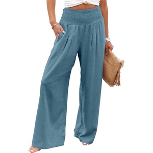 image:imageANRABESS Women Linen Palazzo Wide Leg Pants with PocketsLake