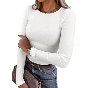 image:imageANRABESS Women Long Sleeve Shirts Ribbed Fitted TopsWhite