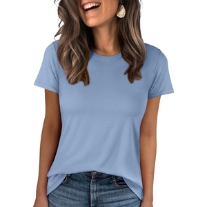 image:imageANRABESS Women Short Sleeve Tops Summer WrinkleFree Basic Tee ShirtsLight Blue