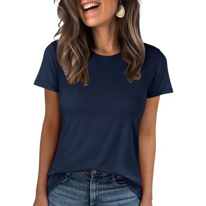 image:imageANRABESS Women Short Sleeve Tops Summer WrinkleFree Basic Tee ShirtsNavy Blue