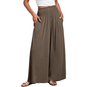 image:imageANRABESS Women Summer Casual Wide Leg Palazzo Pants with PocketsCoffee