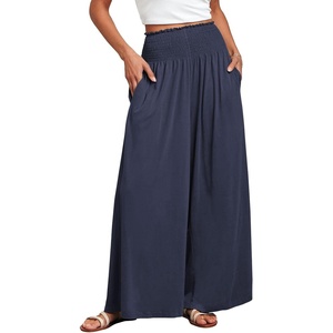image:imageANRABESS Women Summer Casual Wide Leg Palazzo Pants with PocketsDeep Blue