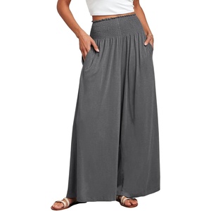 image:imageANRABESS Women Summer Casual Wide Leg Palazzo Pants with PocketsGrey