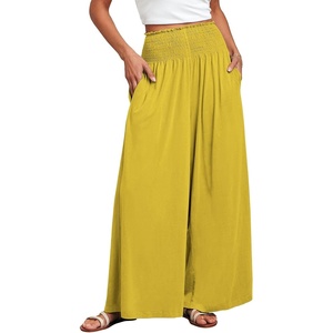 image:imageANRABESS Women Summer Casual Wide Leg Palazzo Pants with PocketsYellow