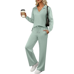 image:imageANRABESS Womens 2 Piece Lounge Sweat Sets Fall OutfitsPea Green