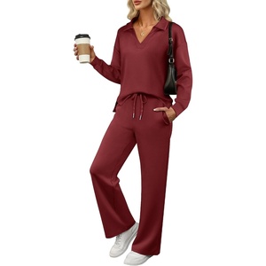 image:imageANRABESS Womens 2 Piece Lounge Sweat Sets Fall OutfitsWine Red