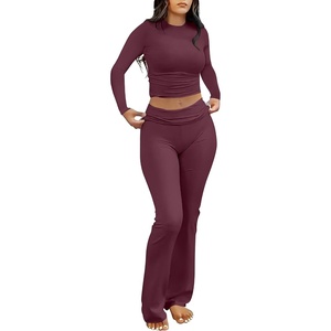 image:imageANRABESS Womens 2 Piece Matching Lounge SetsBurgundy