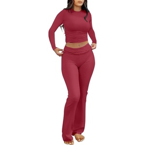 image:imageANRABESS Womens 2 Piece Matching Lounge SetsPlain Red