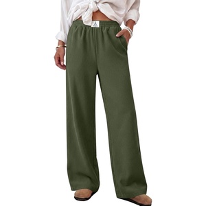 image:imageANRABESS Womens Corduroy Wide Leg Palazzo Lounge PantsArmy Green