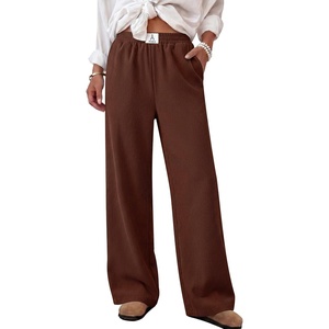 image:imageANRABESS Womens Corduroy Wide Leg Palazzo Lounge PantsBrown Red