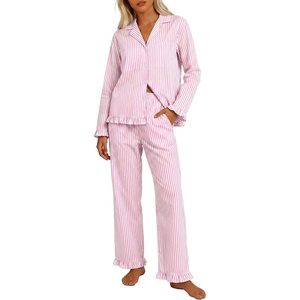 image:imageANRABESS Womens Gingham Pajama Set 2 Piece Striped LoungewearPink White Stripe