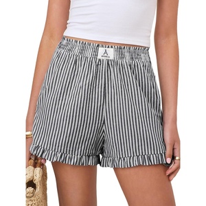 image:imageANRABESS Womens Gingham Striped Boxer ShortsBlack White Stripe