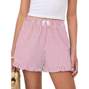 image:imageANRABESS Womens Gingham Striped Boxer ShortsPink White Stripe