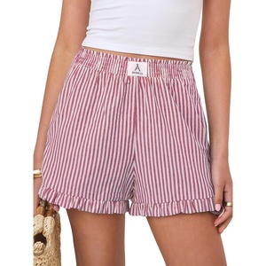 image:imageANRABESS Womens Gingham Striped Boxer ShortsRed White Stripe