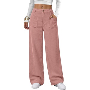 image:imageANRABESS Womens High Waisted Wide Leg Corduroy Casual PantsPink