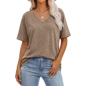 image:imageANRABESS Womens Oversized Acid Washed TShirt Short Sleeve Vintage TopsCoffee