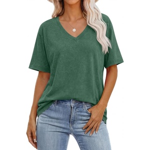 image:imageANRABESS Womens Oversized Acid Washed TShirt Short Sleeve Vintage TopsDark Green