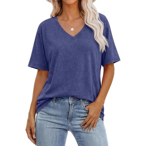 image:imageANRABESS Womens Oversized Acid Washed TShirt Short Sleeve Vintage TopsDeed Blue