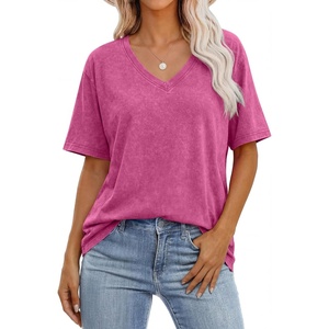 image:imageANRABESS Womens Oversized Acid Washed TShirt Short Sleeve Vintage TopsHot Pink